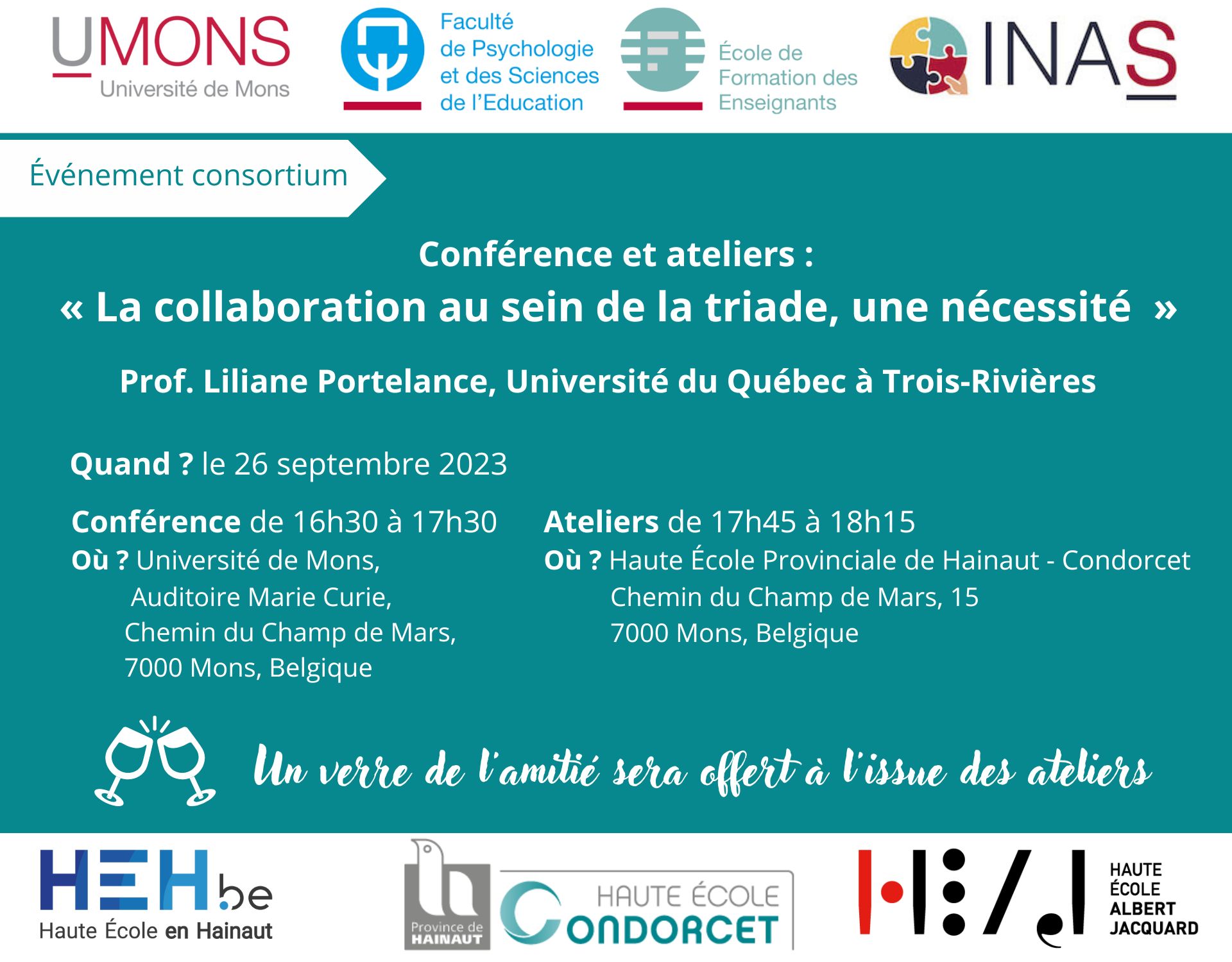 Invitation : Conférence et ateliers sur la formation des futurs enseignants (événement consortium)